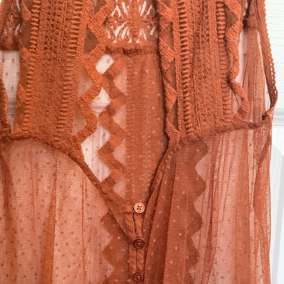 Forever 21 Burnt Orange Ethnic Sheer Bohemian Sleeveless Top Tank - Picture 11 of 13